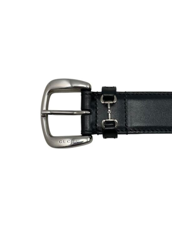 Gucci Belt Mini Horsebit Leather Black Silver main image 5